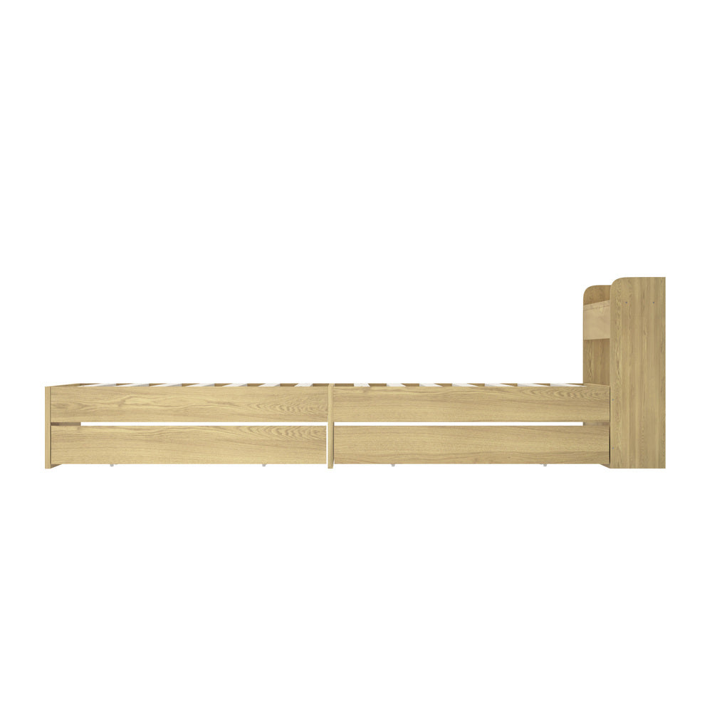 NNEED Queen Bed Frame with Charging Ports & 2 Drawers-1