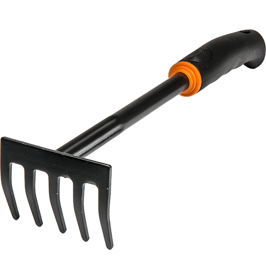 Garden Rake Heavy Duty, Garden Tools, 9cm Wide 32cm Long, Garden Rake for Soil, Allotment Equipment, Hand Rake for Gardening, Rubberised Ergonomic Handle, Carbon Steel, Soil Rake-0